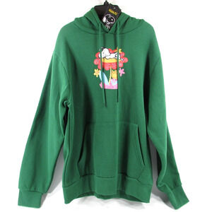 Snoopy Peanuts Worldwide Pullover Hoodie Green Drawstring Men's Medium M New NWT